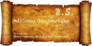 Mácsai Skolasztika névjegykártya